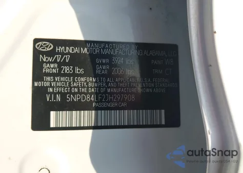 2018 Hyundai Elantra Sel из США, поврежденный, VIN 5NPD84LF2JH297908